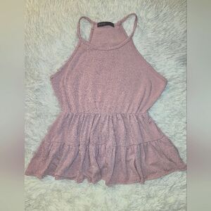 Brit & Bri Pink Sleeveless Peplum Tank Top